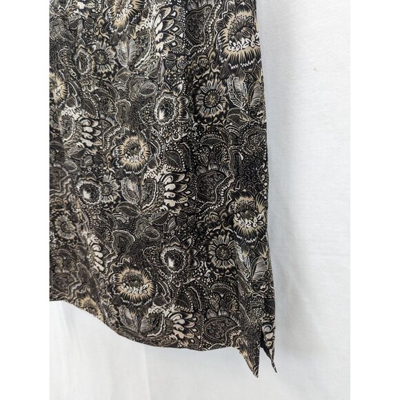 Plymouth New York Women Brown and White Silk Floral Skirt Side Zip Size 14 - Picture 3 of 8
